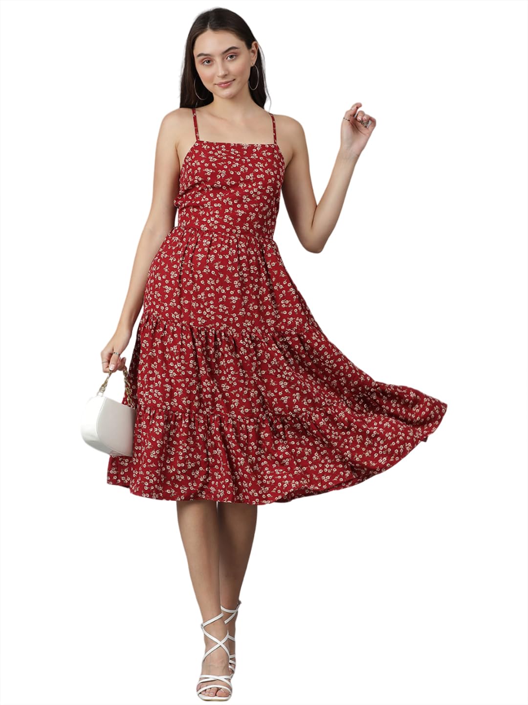 Kotty Women's Fit And Flare Floral Print Dress(Multicoloured,M)