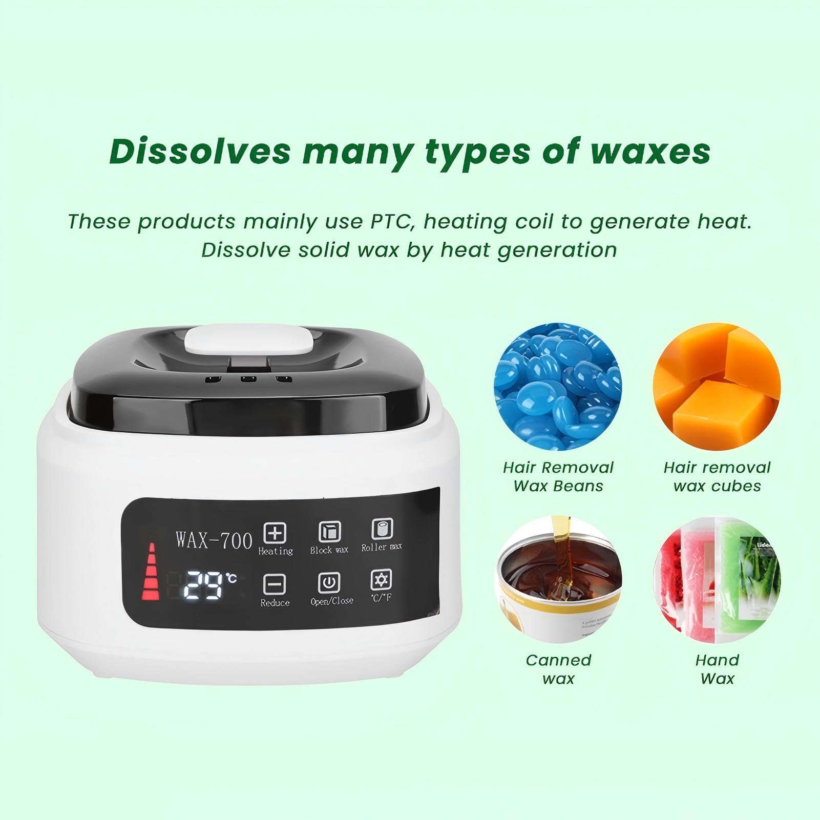 Wachswärmer 500 ml, Automatische Temperaturregelung, Wachsschmelzmaschine, Haarentfernungs-Wachswärmer