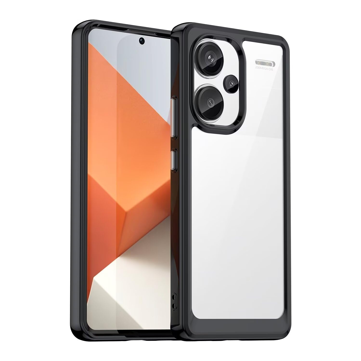 Jhxtech Phone Case for Redmi Note 13 Pro+ 5G / Redmi Note 13 Pro Plus 5G - Crystal Black, Transparent, Multi-Material Design, Drop Protection, Scratch Resistant, Silicone & Polycarbonate, Bumper Case