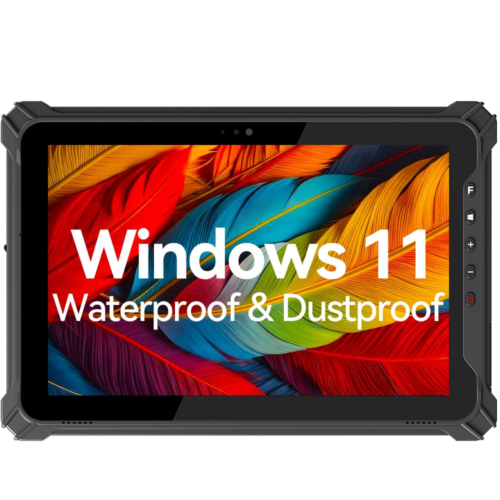 T10W-2D Rugged Windows Tablet, 10.1" Durable Industrial Tablet with Scan, 8GB+128GB, 4G LTE, GPS, BT5.0 Wi-Fi,Water-Proof, 700nit Sunlight Readable for Outdoor, Enterprise Work, Vehicle