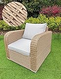 Lounge Sessel VITA in Natural rundes Polyrattan Armlehnsessel Gartenmöbel