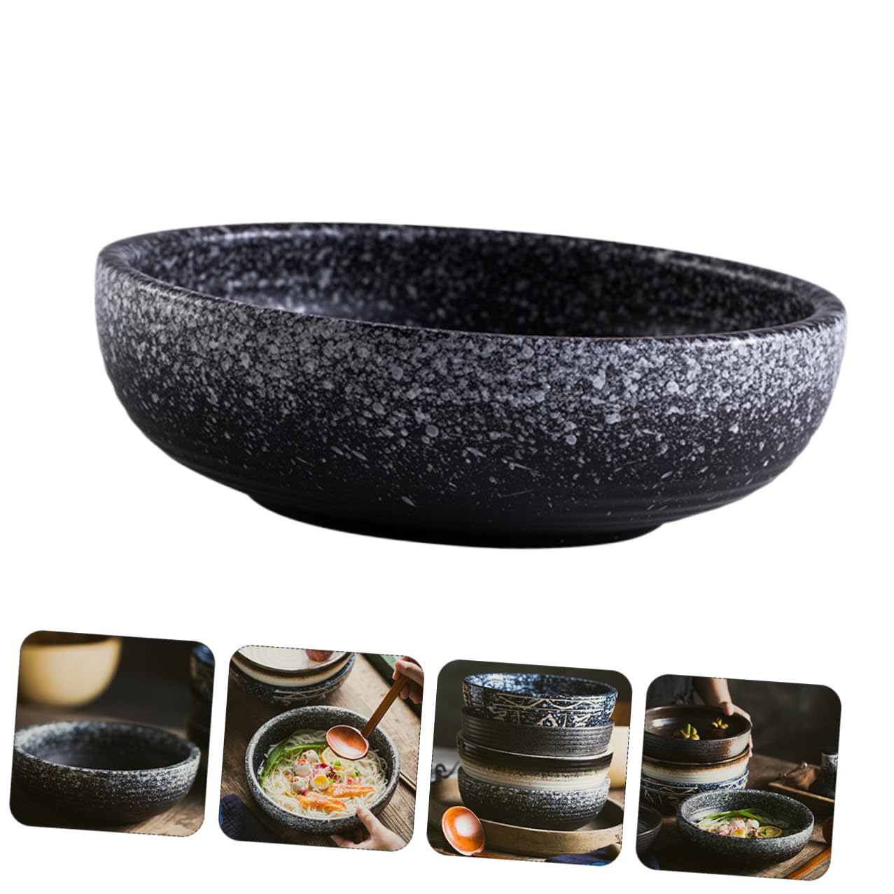GARVALON Japanische Keramik Spülmaschinengeeignet im Klassischen Stil Nudelschüssel Dickwandig für Heiße und Kalte Speisen für Buffet und Tisch