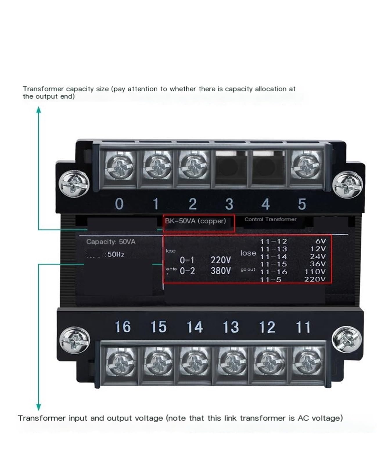 Transformador de control de máquina herramienta de aislamiento monofásico BK-100VA(Input 380 output 220)