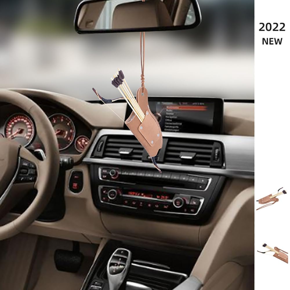 Produktbild von ACCMOS Personalisierte Geschenke Mini Traditionell Pfeil Und Bogen Kleiner Anhänger Innen Auto Dekorationen Bogenschießen Gifts
