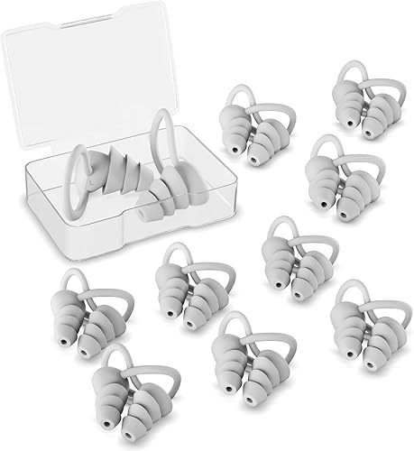 10 pares de tapones de silicona para los oídos con aleta de tiburón reutilizable con funda de plástico suave lavable envuelto individualmente para