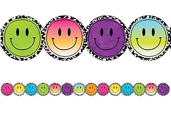 Teacher Created Resources Brights 4Ever Smiley Faces Die-Cut Border Trim, 35 Feet