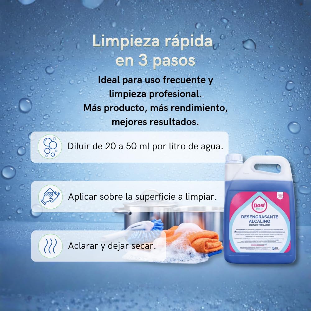 Desengrasante Alcalino Profesional Concentrado | Quitagrasas de Alta Eficacia para Cocinas, Campanas, Hornos y Talleres | Limpiador Industrial Multisuperficies
