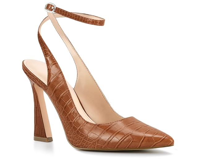 Womens Closed Toe Ankle Strap Heels Pointed Toe Pumps Shoes Slingback High Heel Wedding Dress Shoes