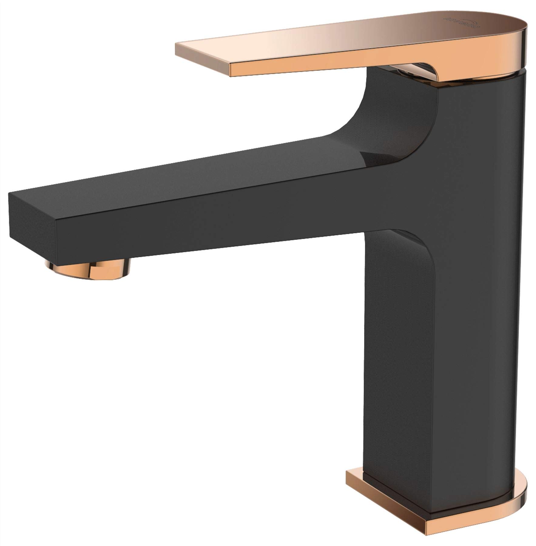 Negro/Rose Gold Latón Baño Cuenca Grifo Válvula Mezcladora Enchufe Click-Clack
