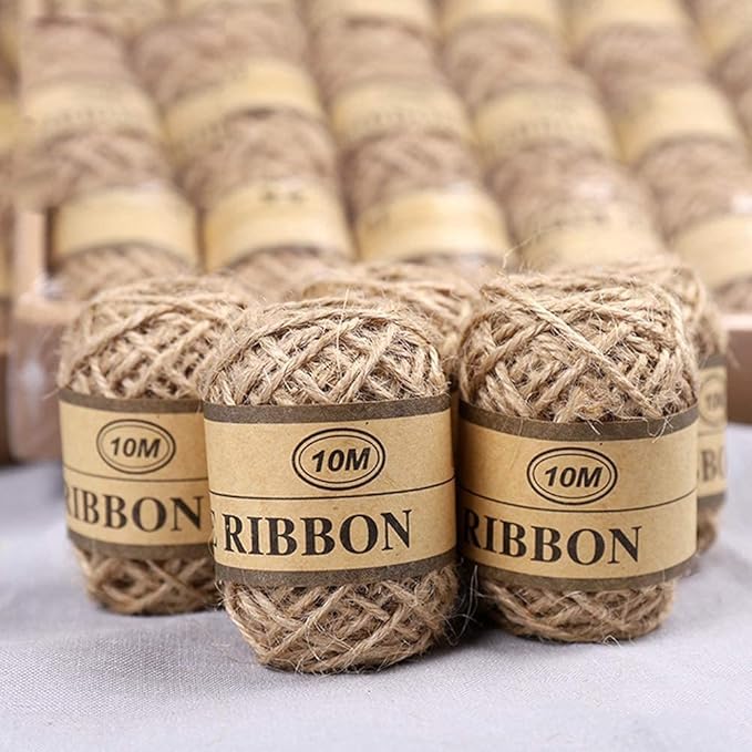 SEJASCOLLECTIONS | Set of 12 roll |10 Meters Each 2mm Thick Natural Jute Twine String Hemp for Decoration, Art and Craft, DIY, Scrapbooking, Gift Wrapping (12 Natural, Rolls)