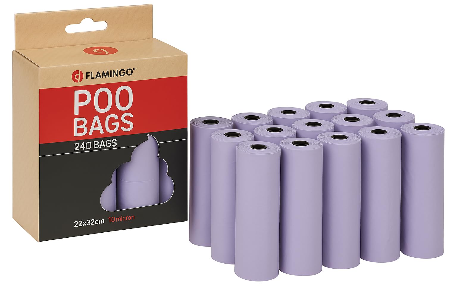 Poo bags dogs - 240 pcs - biodegradable - strong and durable - purple pastel - Flamingo