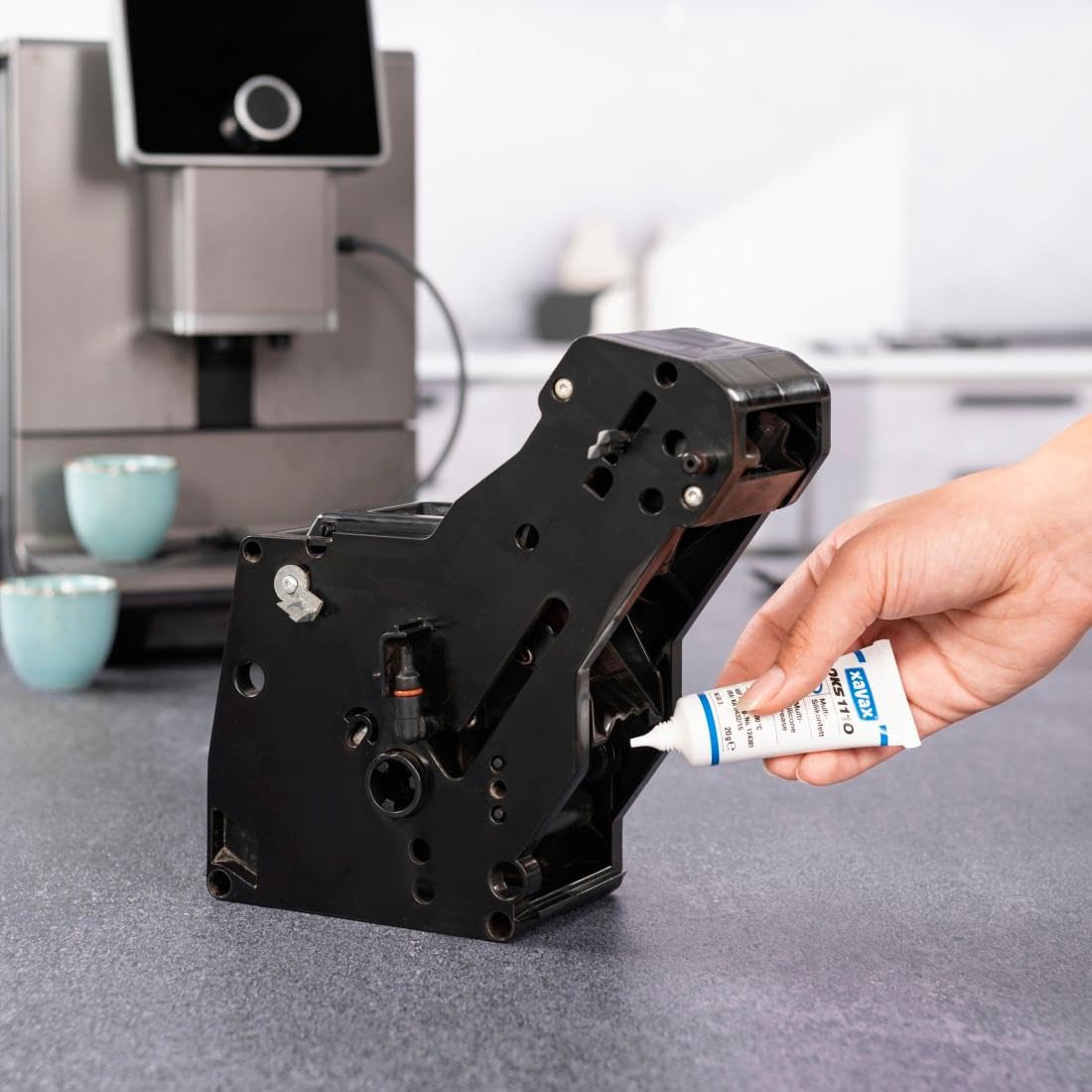 Xavax Graisse silicone multiple "OKS 1110" (pour l'entretien des machines à café, des raccords et des joints d'étanchéité, sans danger pour les aliments, transparent, 20 g) Blanc/Bleu