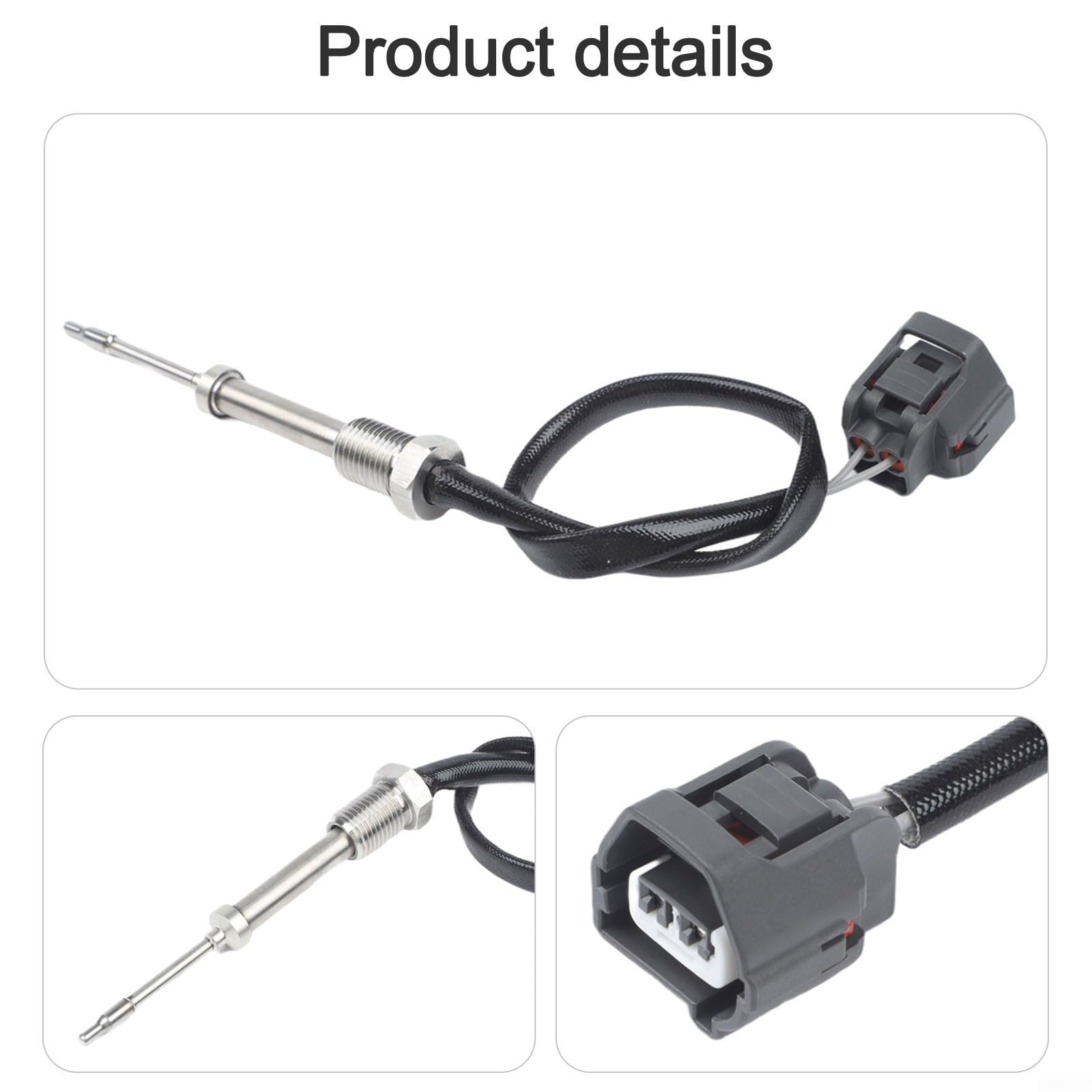 Abgastemperatursensor für Mitsubishi L200 KK1T KK2T KL1T KL2T KR1W KS1W ab 2015, Ersatzteil 1587A092, Plug-and-Play Direktmontage aus Metall und Kunststoff, schwarz/silber