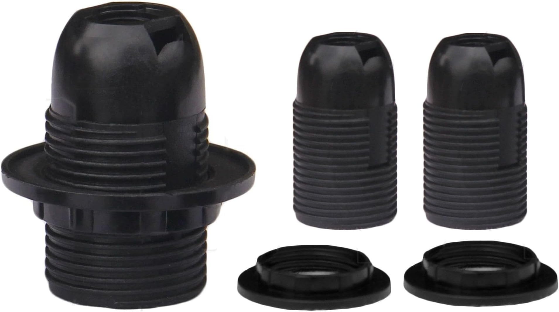 TWDRTDDยฎ Candelabra e12 Base Bakelite Threaded keyless Light lamp Socket with Metal Shade Ring (3, Black)