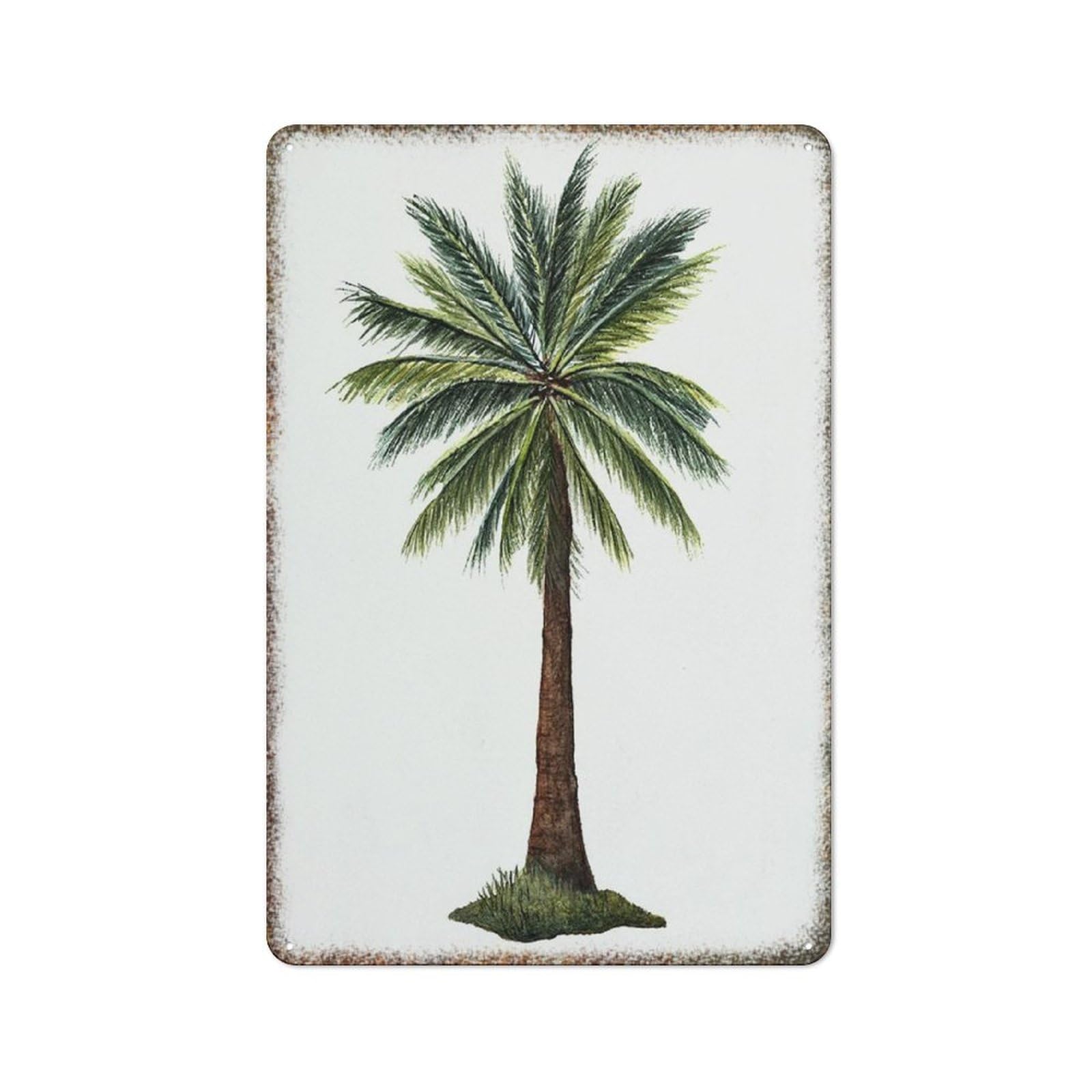 Tropical Palm Tree Watercolor Art Retro Metal Sign Fashionable Farmhouse Home Kitchen Wall Decor Plaque 8x12 Inch