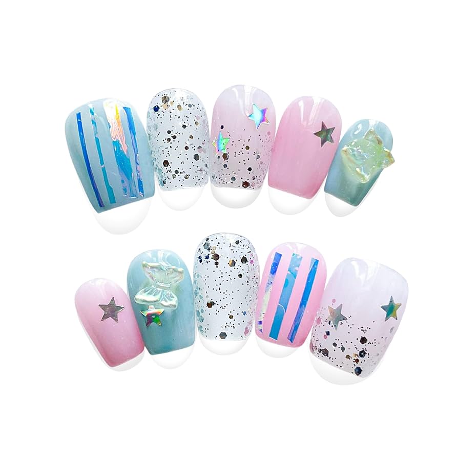 Harovo ネイルチップ ネイル チップ つけ爪 ブルー Sサイズ Harovo ネイルチップ ネイル チップ つけ爪 ブルー Sサイズ