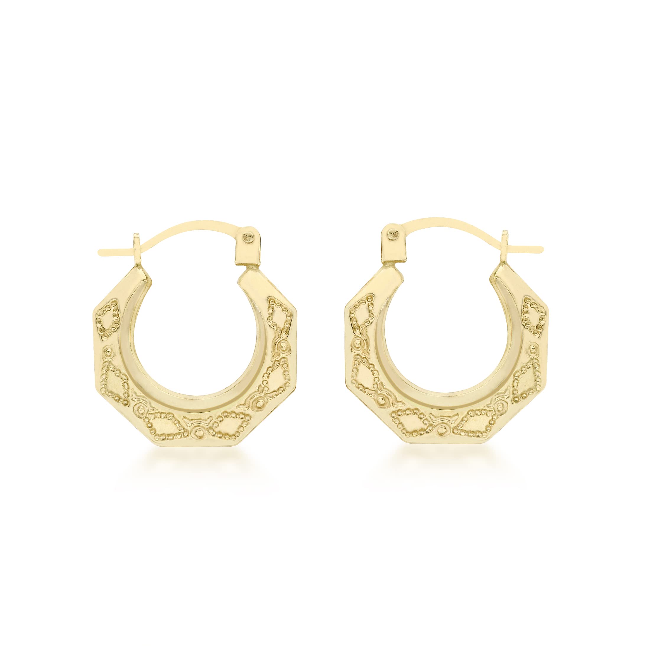 Carissima Orecchini Creoli 14 Mm In Oro Giallo 9kt Con Zirconi Rossi E Bianchi, Eleganti, Regalo In Scatola