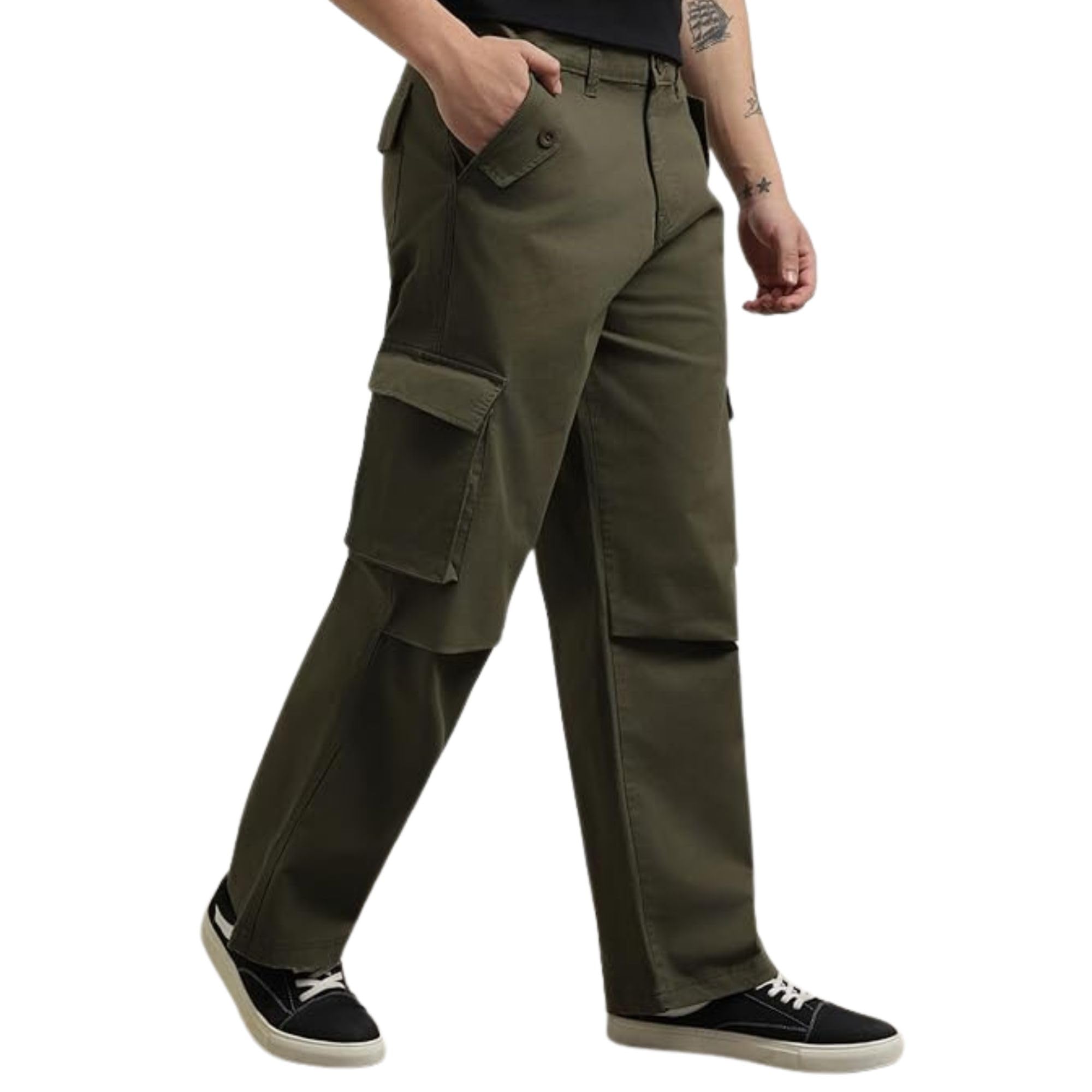 Men's Loose Mid Rise Cargo Pants - Multi-Pocket Oversized Cargos for, Stylish, Comfortable and for Outdoor Workwear-image-31