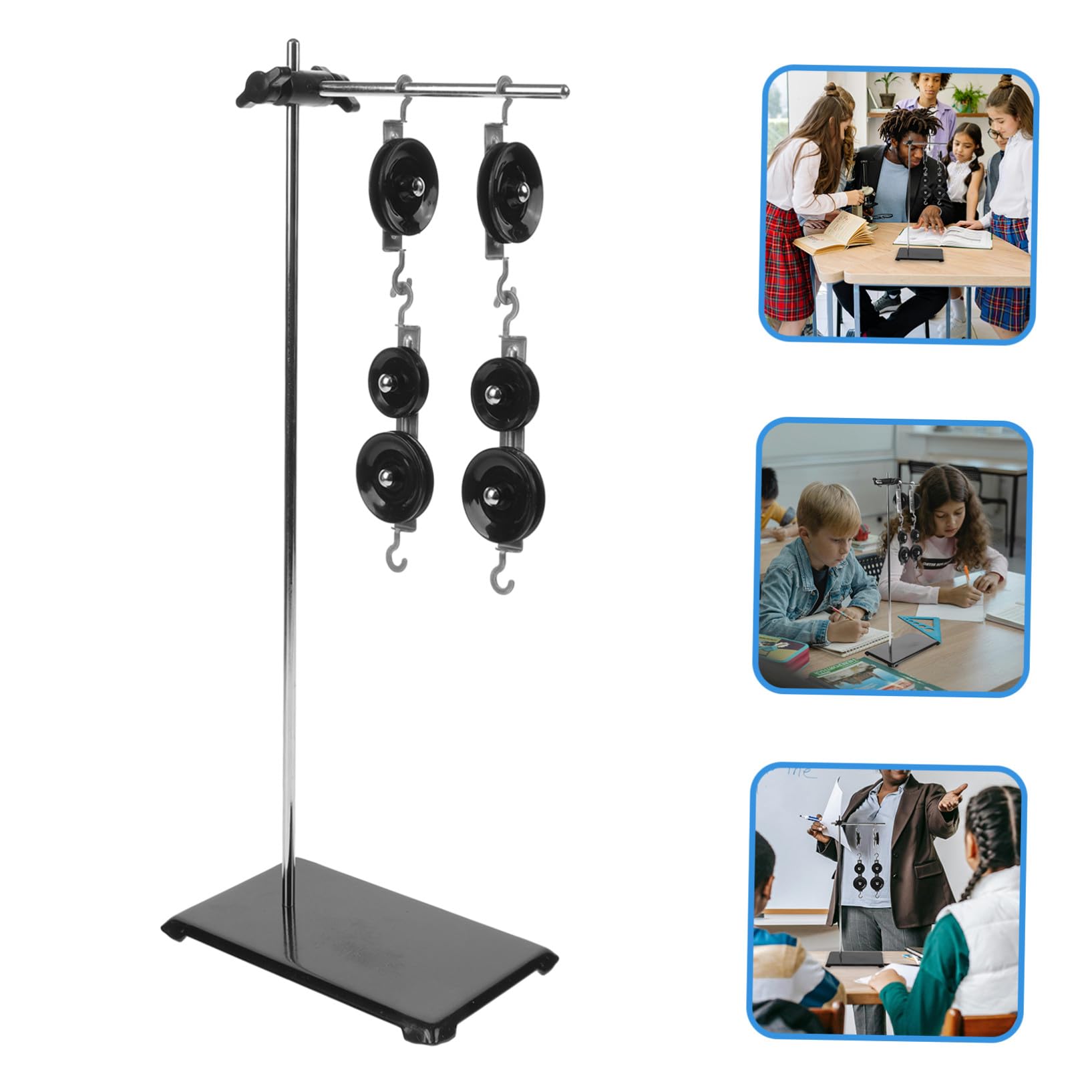 WOONEKY Set di Carrucole Didattico Supporto Regolabile e Pesi da 50g per Esperimenti di Fisica Scolastica, Kit Scientifico per Laboratorio e Apprendimento Principi Meccanica