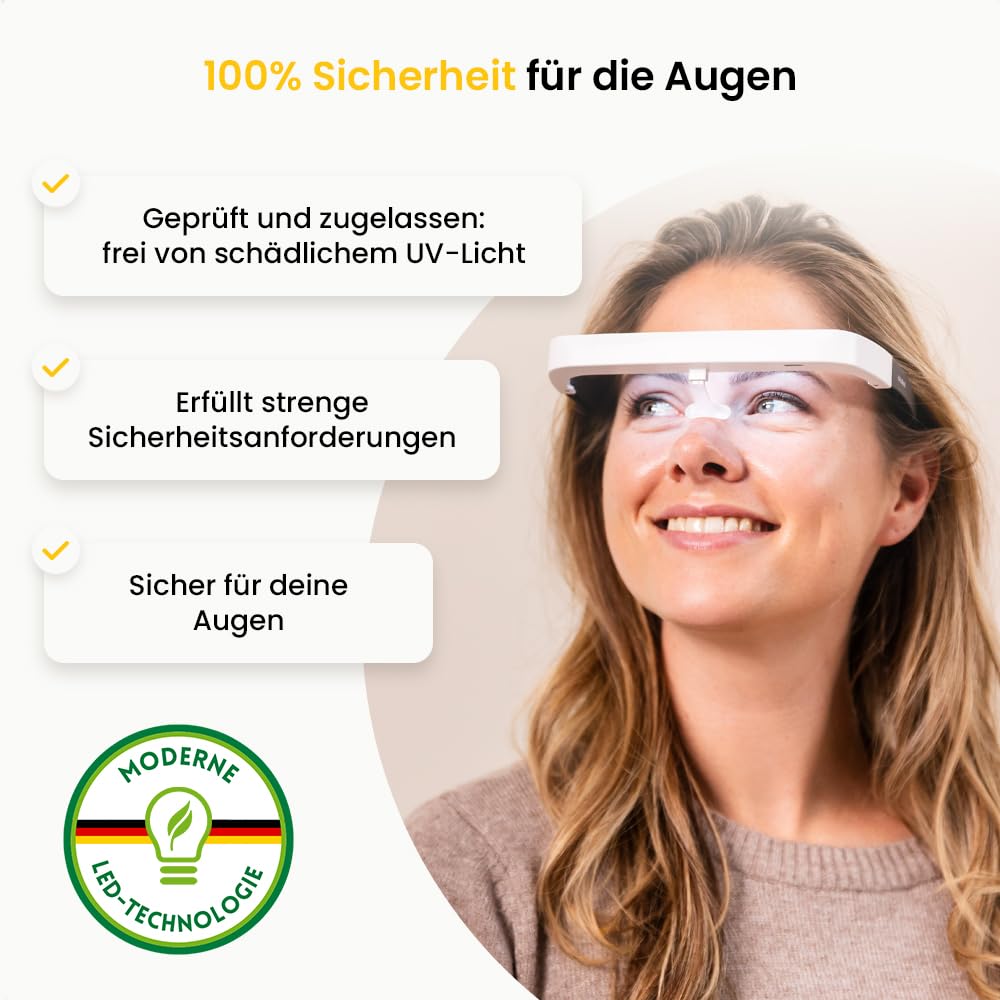 BrellaVio Tageslichtbrille PRO - Alternative zu 12.000 Lux Tageslichtlampe - UV-freie LED Tageslicht Simulation Brille