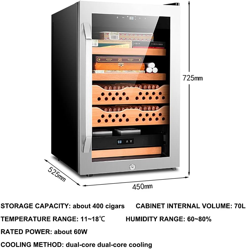 ヒュミドール、インテリジェント一定湿度葉巻キャビネット 電子定温葉巻キャビネット セシガー マイナスイオン ネット味/ブラック/45