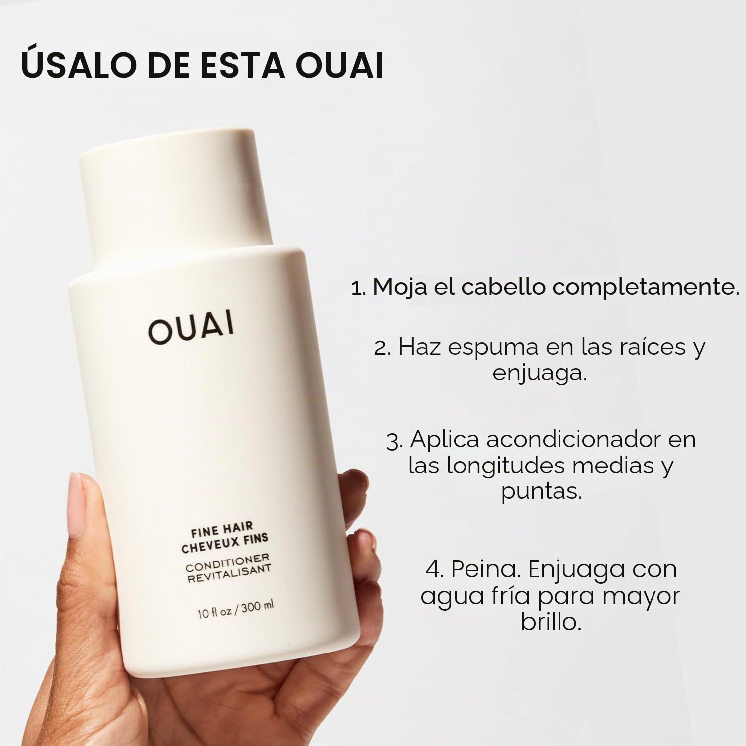 OUAI Juego de champú y acondicionador fino, champú y acondicionador sin sulfatos para cabello fino, fabricado con queratina, raíz de malvavisco, manteca de karité y aceite de aguacate, libre de