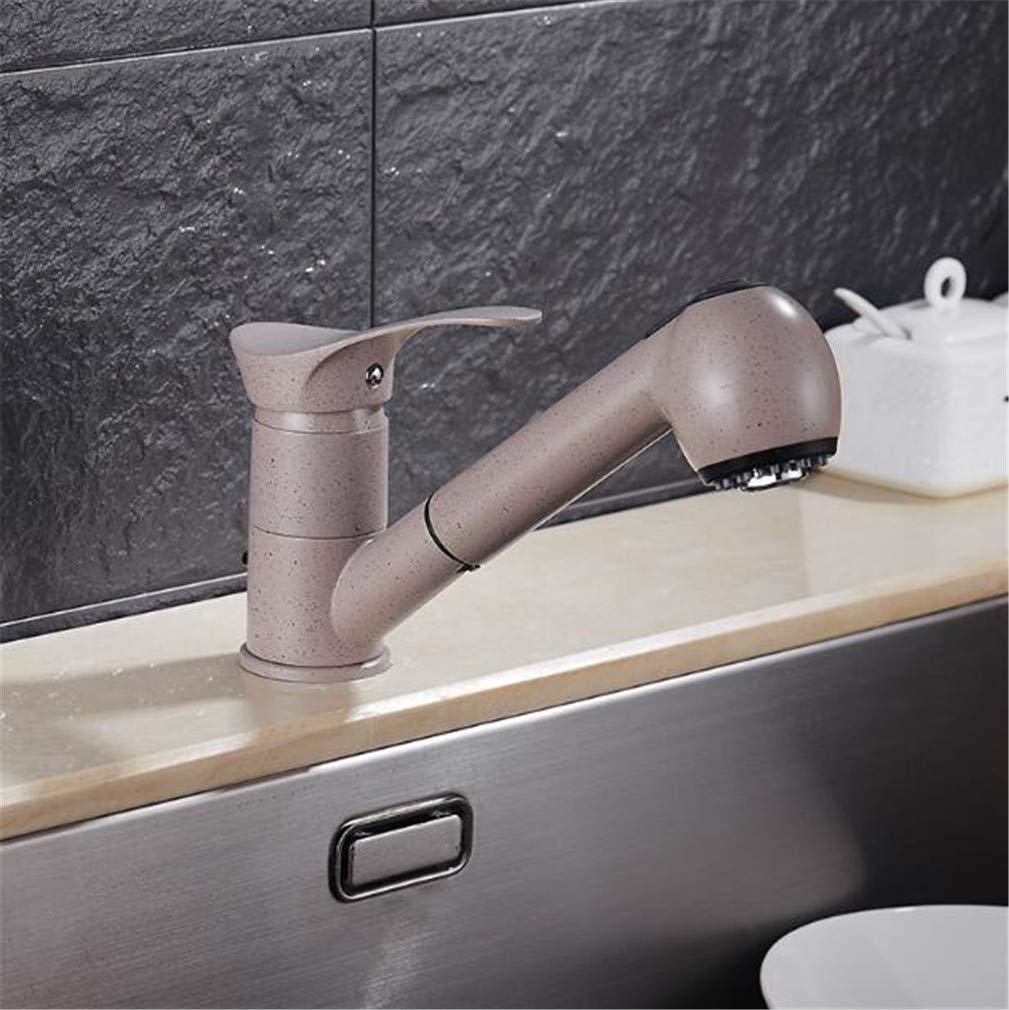Grifos de Cocina Grifo de Cocina extraíble Giratorio de 360 Grados Grifo de Ahorro de Agua Grifo Mezclador de Lavabo Negro Pulido Grifo de latón Grifo de Montaje en Cubierta de una