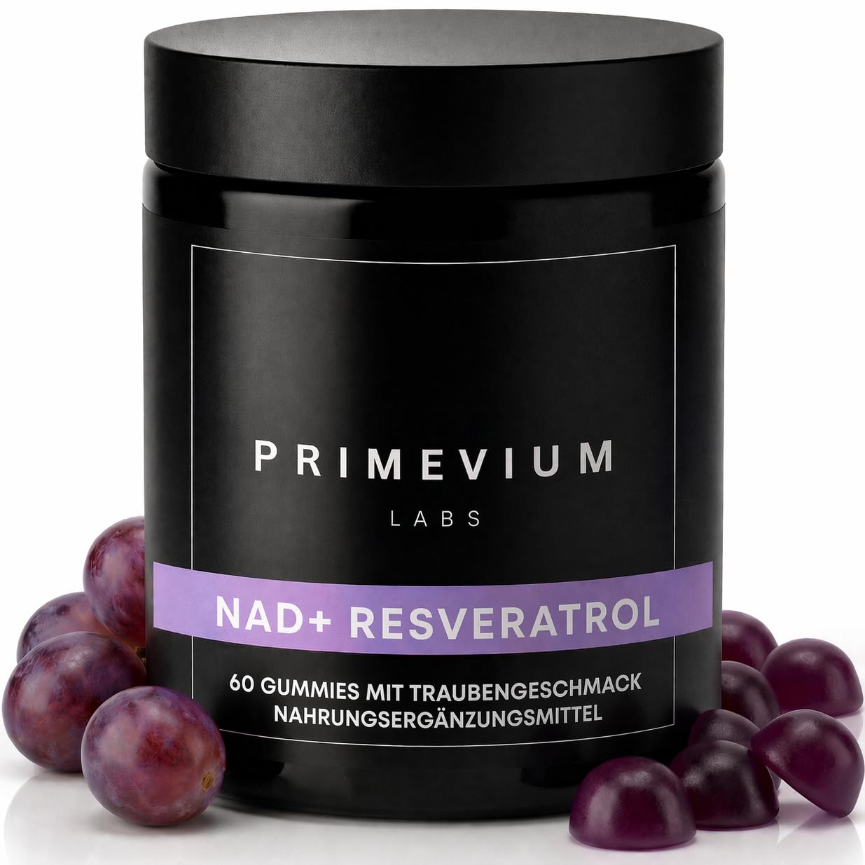 NAD+ Resveratrol Ergänzung mit Quercetin - 60 Gummies - 850 mg pro Portion - NAD Plus - Anti-Aging Nahrungsergänzungsmittel - Zuckerfrei - Vegan - Primevium Labs
