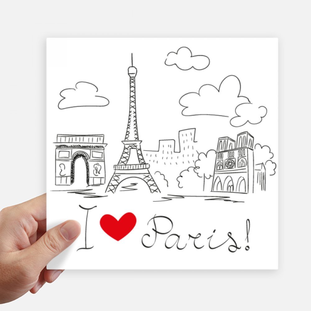 Autocollant carré Tour Eiffel 20cm sticker mural multicolore pour valise et motobike 4Pcs
