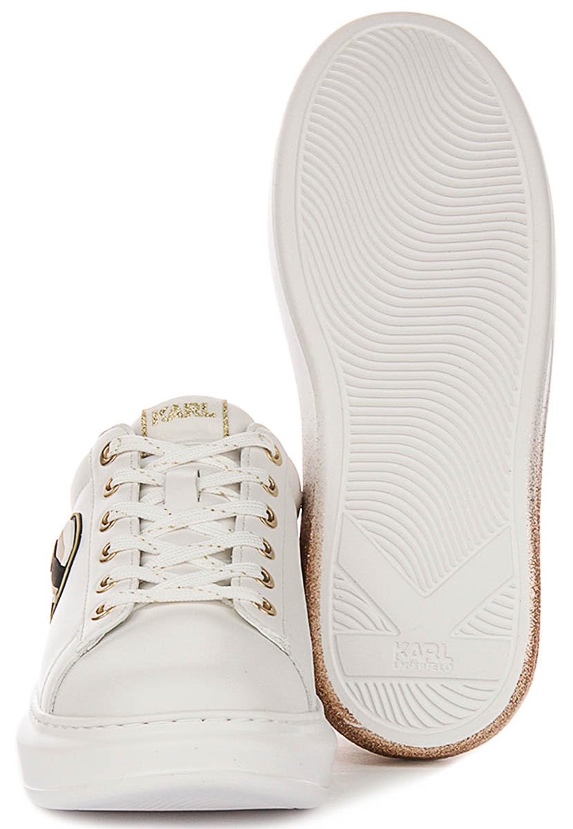 KARL LAGERFELD Kapri Ikon Turnschuhe mit Glitzer Farbverlauf, Weiß