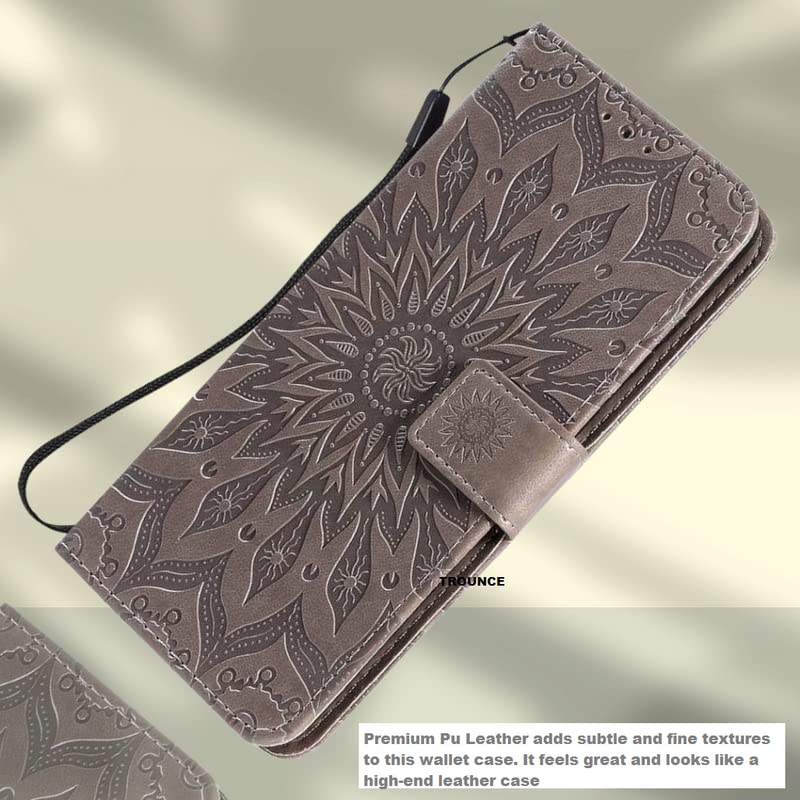 Image of TROUNCE Queen Faux Leather Flip Case Cover with Card Cash Holder Wallet Case | Magnetic Lock Mobile Cover |Back Case - Grey for Samsung Galaxy A54 5G
