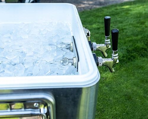 Miniatura 8 de Coldbreak Jockey Box de 2 grifos, enfriador de 54 cuartos de galón con bobinas de acero inoxidable de 50 pies, entrada frontal para una