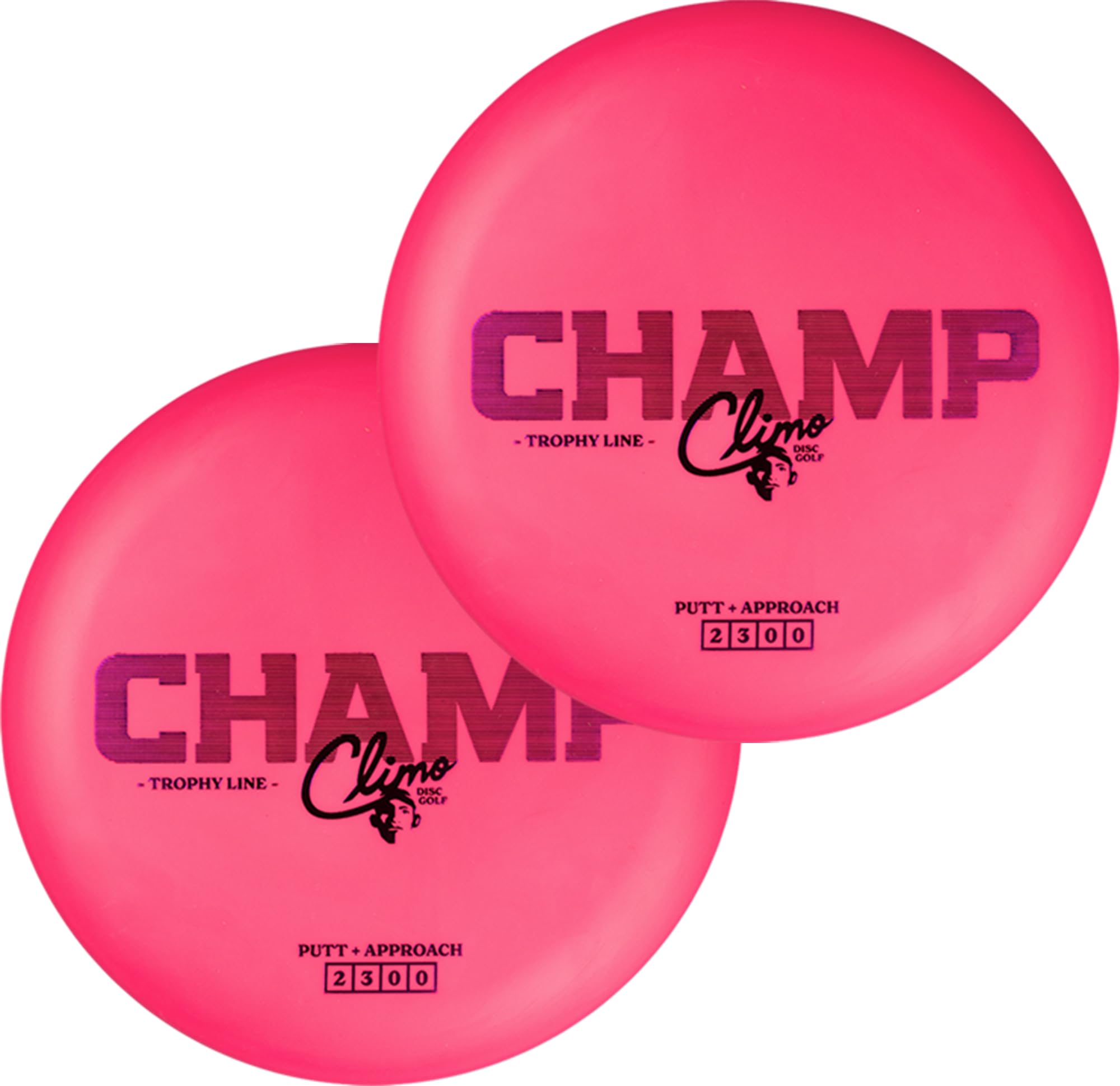 Climo Disc Golf Champ Putter 2-Pack - Trophy Line Plastic - 173+ Grams - Pink – Matching Putters – Ken Climo 12X World Champion