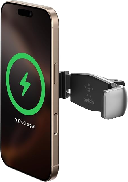 Belkin Universal Car Vent Mount for iPhone, Samsung Galaxy and Most Smartphones up to 5.5" (Latest Model)(F7U017bt), Black and Silver