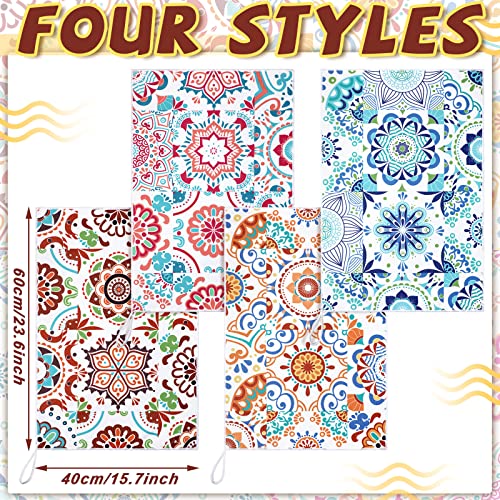 4 Pieces Leaves Kitchen Towels 16 X 24 Inch Dish Towels Bathroom Hand Towels Set Absorbent Hand Drying Cloth Hand Towels For Kitchen Bathroom (Retro Style) #TOP4