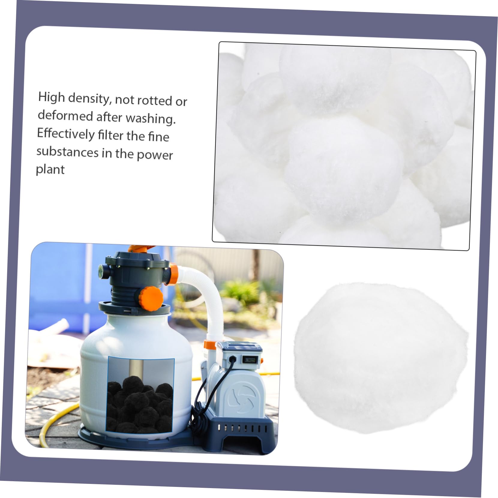 Happyyami Boules Filtrantes de Piscine Média Filtrant Remplaçable en Fibre de Polyester Blanches 700g, Réutilisables Lot pour Piscine