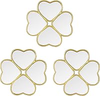 Vista 1 de Juego de 3 espejos decorativos de pared, espejos de corazón de trébol de cuatro hojas para pared (dorado)