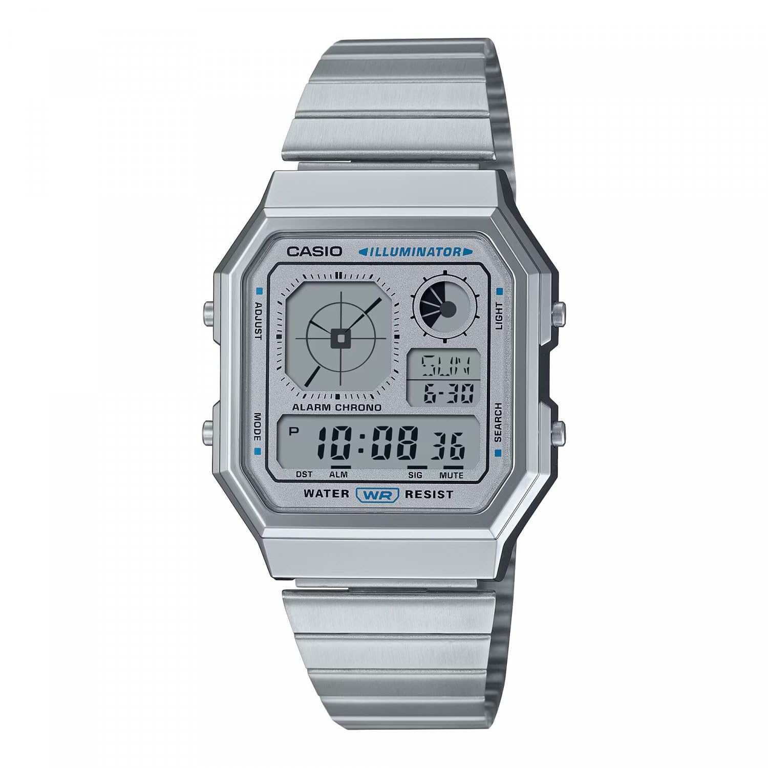 Casio Unisex A130WE-7AEF Collection 34mm Quartz Watch in Silver