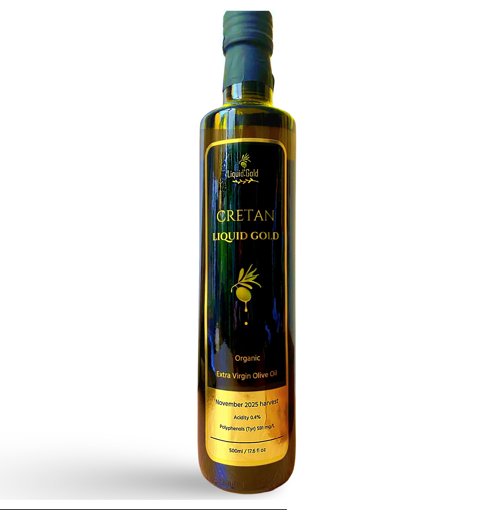 Cretan Liquid Gold Organic Extra Virgin Olive Oil from Crete Gourmet Chef Favourite • Single-Estate Koroneiki • Cold Extracted • November Harvest - 500ml
