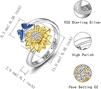 Vista 16 de Fidget Spinner Anxiety Rings for Women: Sterling Silver Lotus Moon Star Sunflower Ring Stress Relieving Calm Ring Jewelry Gifts for Daughter