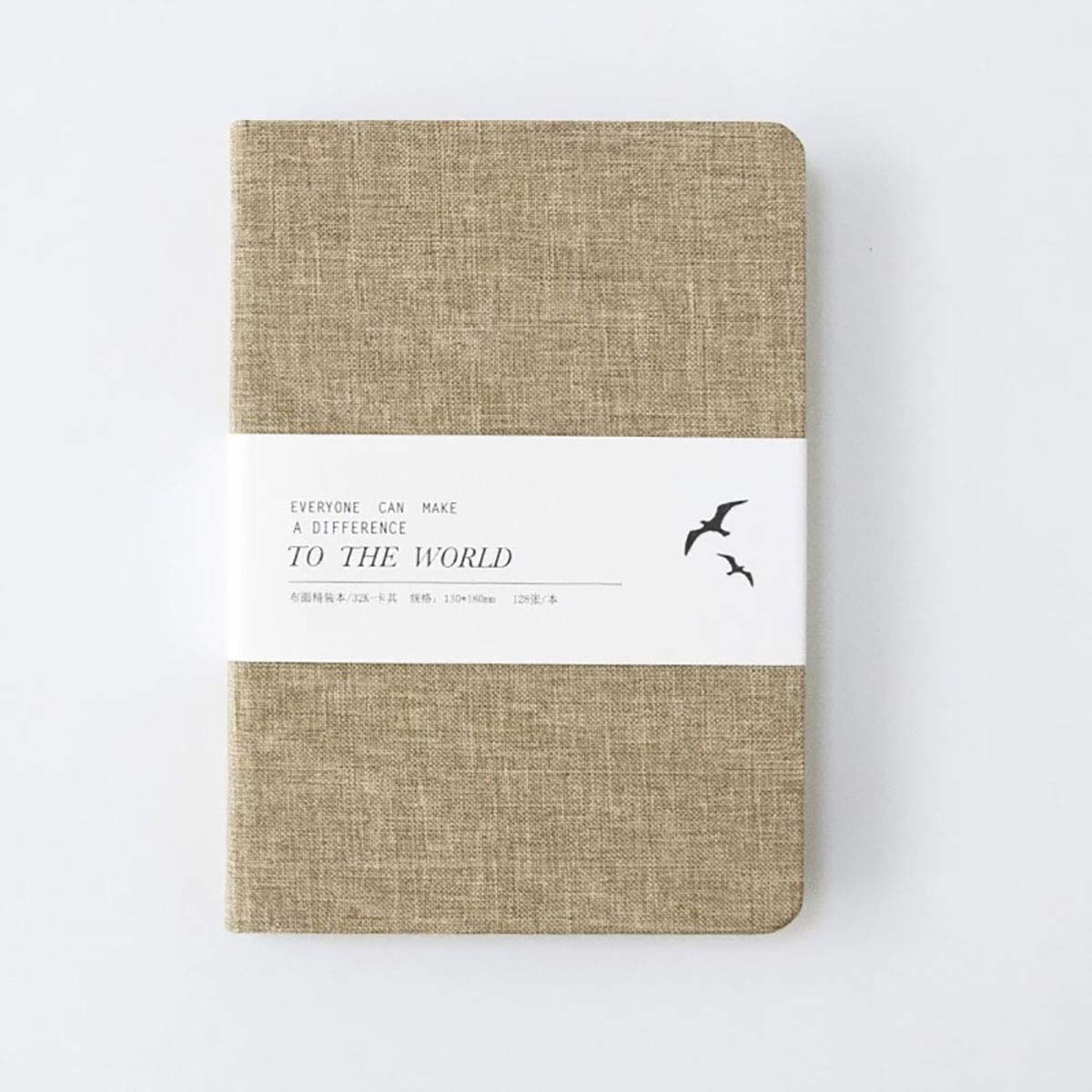 Thick Cloth Binding handcover Notebook - Premium Thick Paper 32K Blank and Horizontal Page (Khaki)