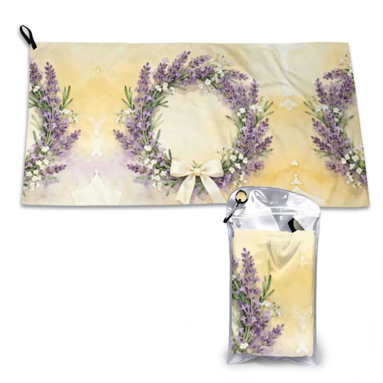 DUYKIMQW Lavender flower wreath Print Quick Dry Towel 16x31.5in White