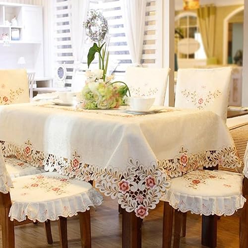 Miniatura 4 de Mantel de tela de damasco bordado floral para otoño, cosecha, Pascua, Acción de Gracias, festival y decoración del hogar para mesas rectangulares