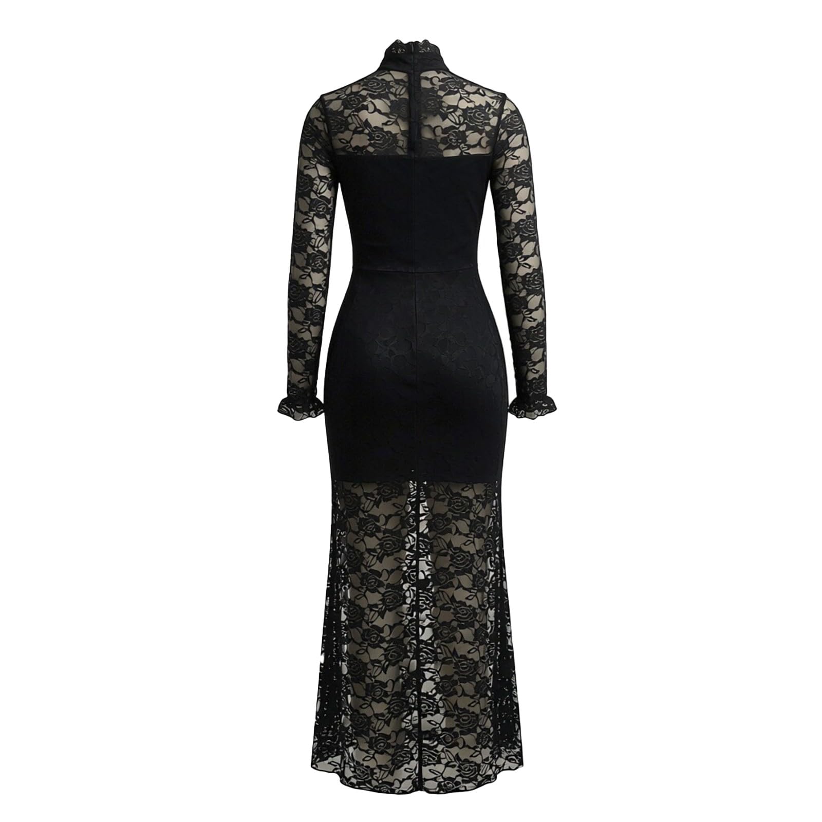 Générique Robe pour Femme-Robe Moulante élégante à Manches Longues Haute Coupe ajustée midi décontractée pour Automne Hiver