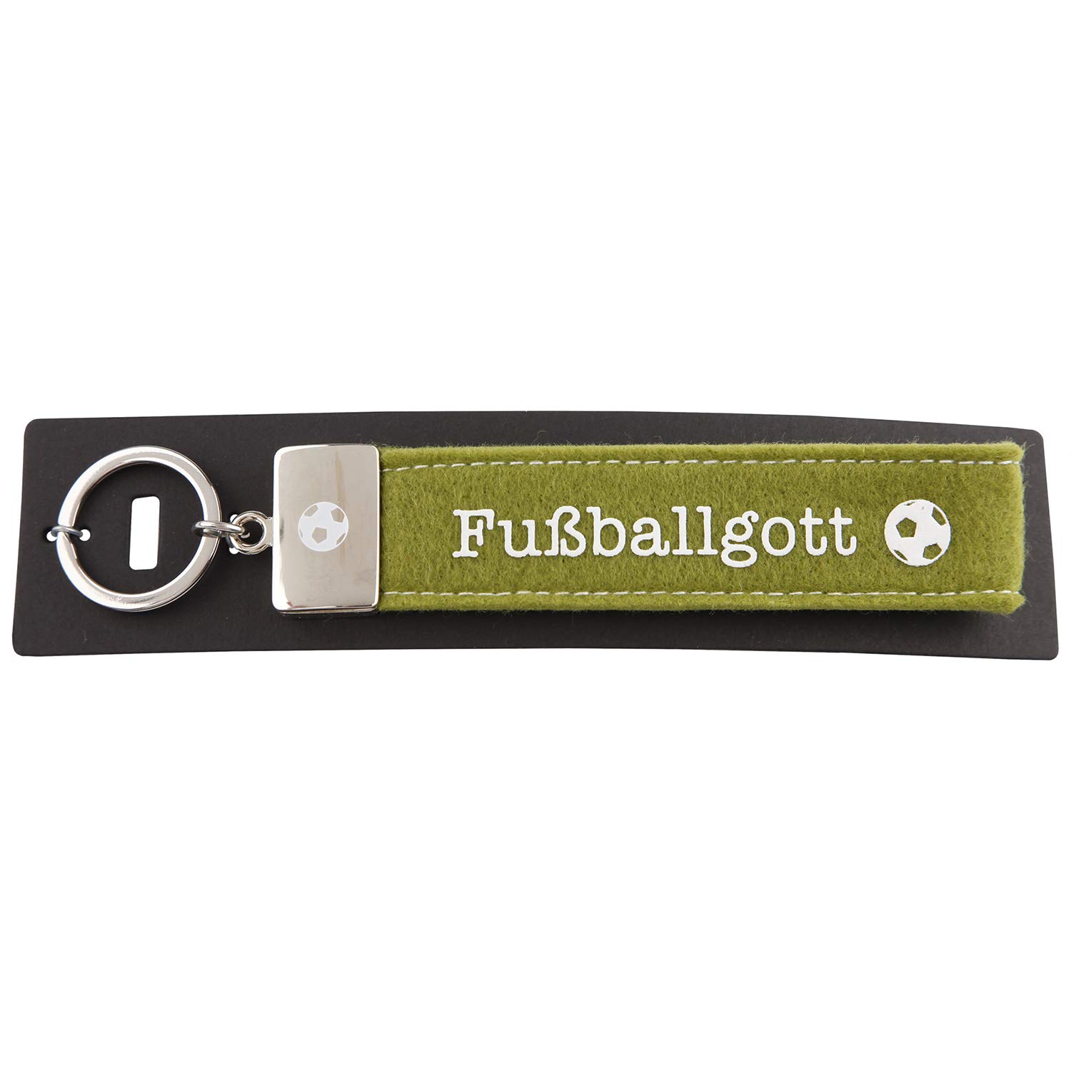 Depesche 004298-011 Loops Felt Keyring with Engraved Metal End and Iconic Print Football Green Approx. 18.7 x 4.4 x 1 cm