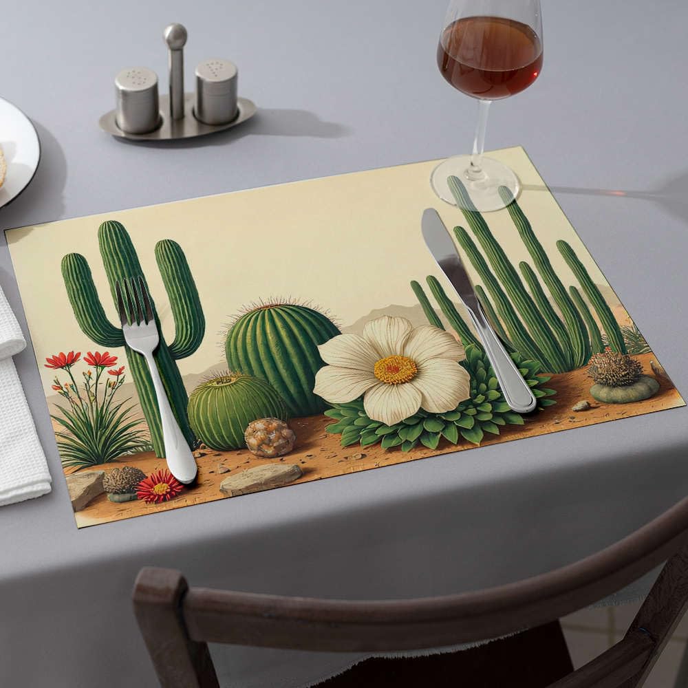 Décoration moderne de ferme avec les sets de table de printemps aux plantes du désert