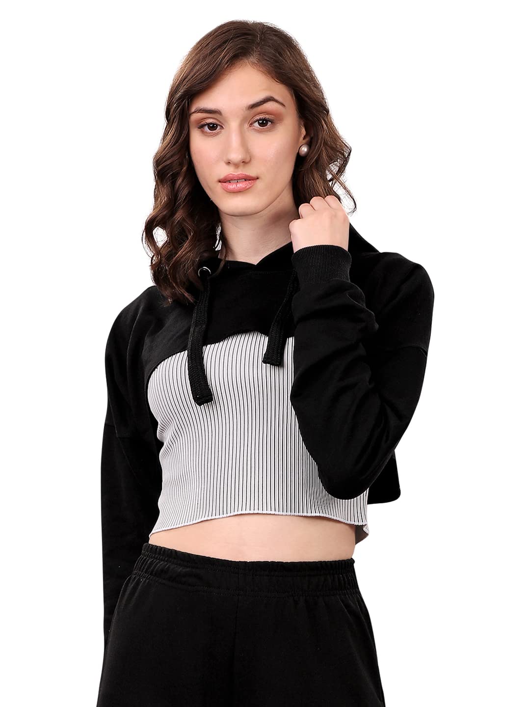 Buy SXV STYLE Women's Cotton blend loop knit Hooded Neck Pullover