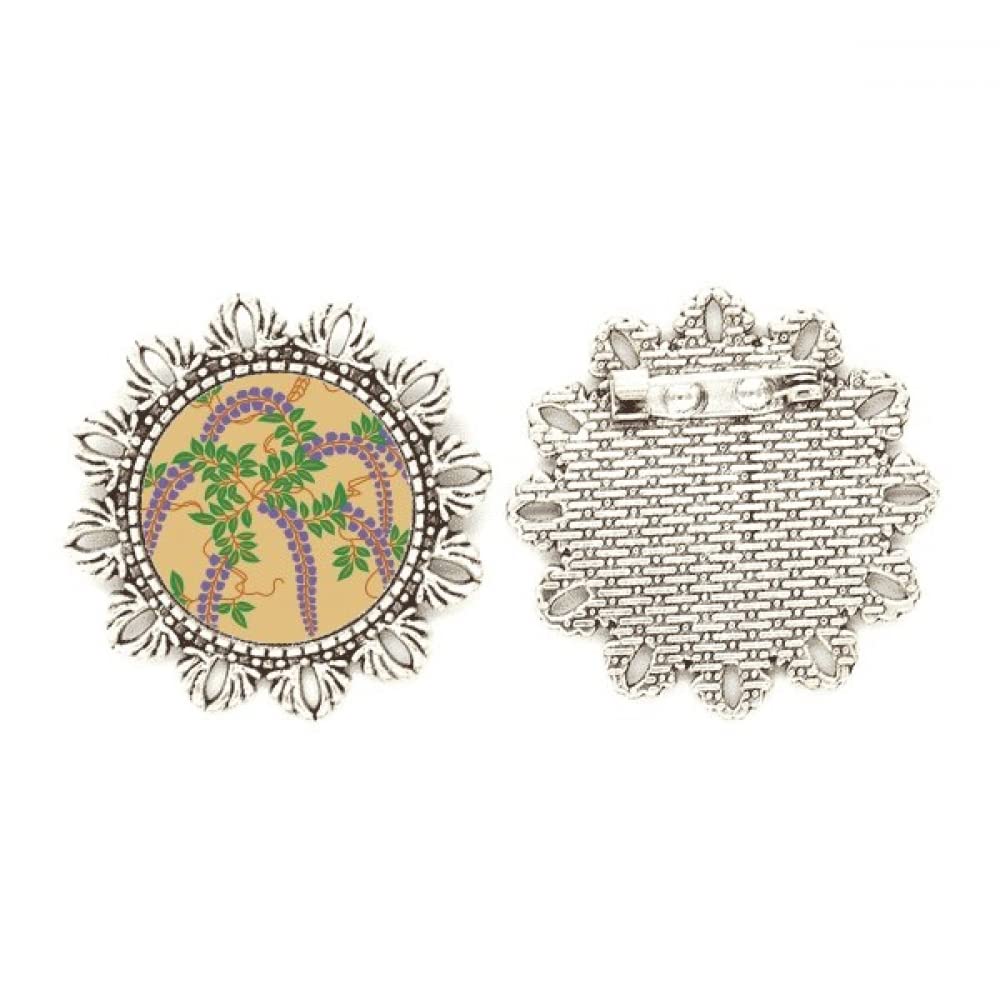Broche de plata flor morada estilo japonés mediano para mujer 4