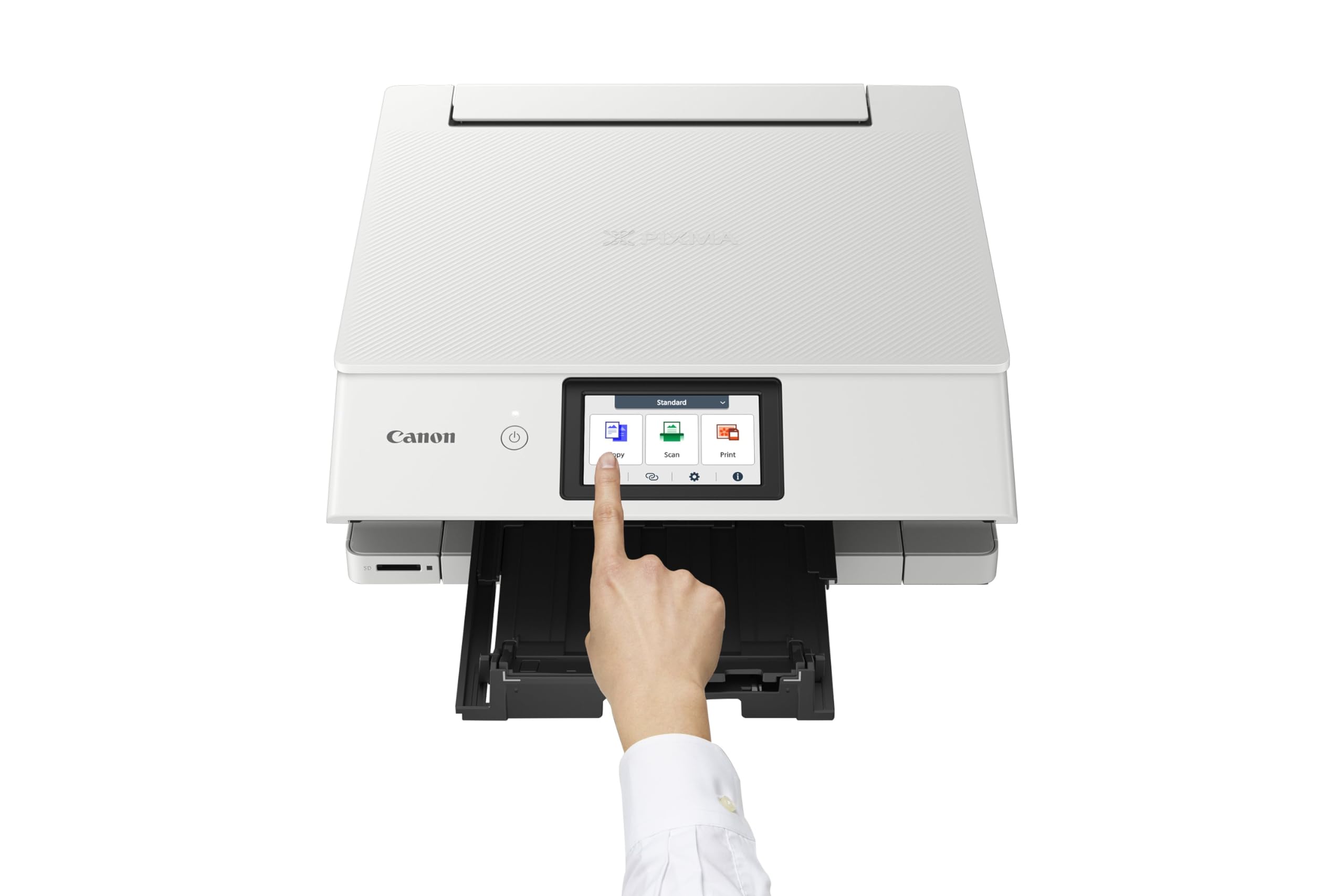 Canon PIXMA TS8751 stampante fotografica wireless multifunzione 3-1 Wireless con 6 inchiostri separati touchscreen 4,3 pollici, stampa fronte retro automatica, stampa senza uso PC, colore: bianca