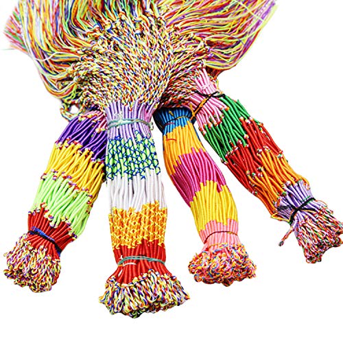 Beetest Bracelet Bresilien, 100 pcs Coloré Brins À La Main Tressé Bracelets Cordons D'amitié Fil Poignet Cheville Bracelet pour Articles De Fête Couleurs Aléatoires